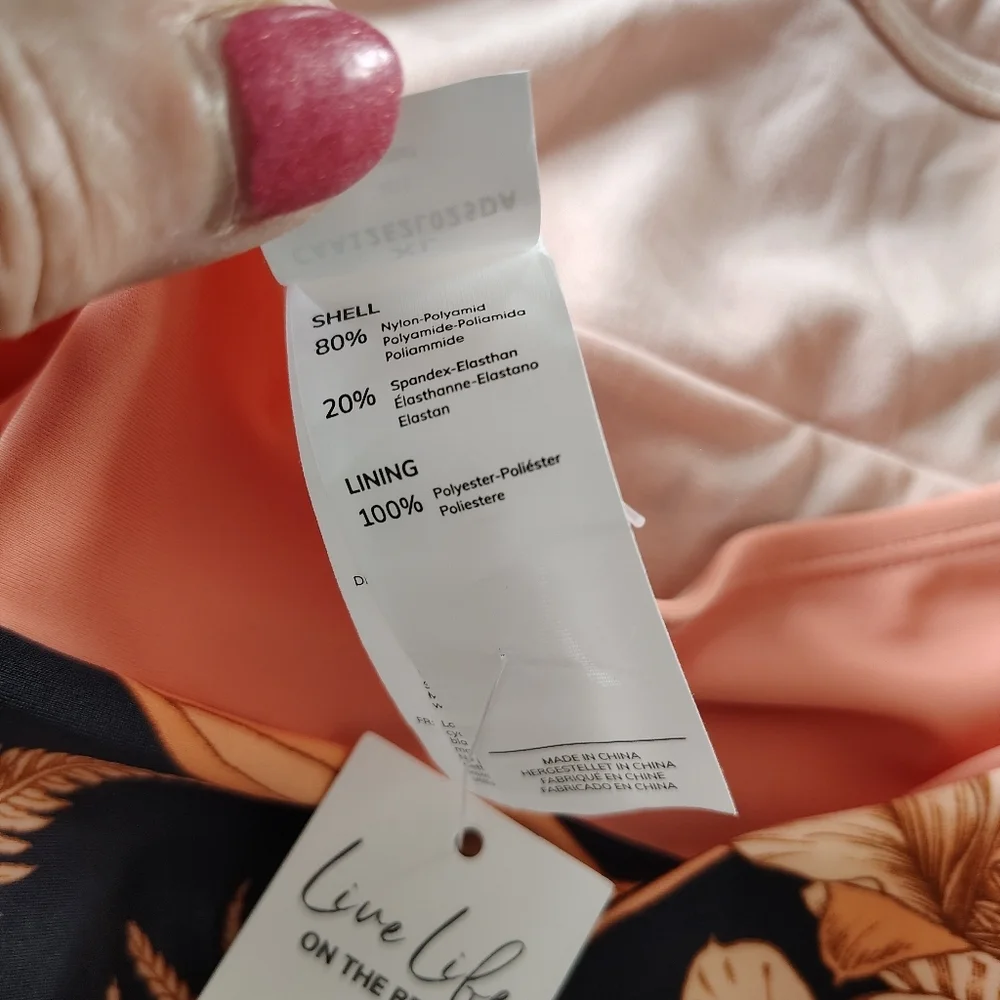 Cupshe Live Life On The Beach. Pink and Black Floral Swimsuit XL - Picture 10 of 12